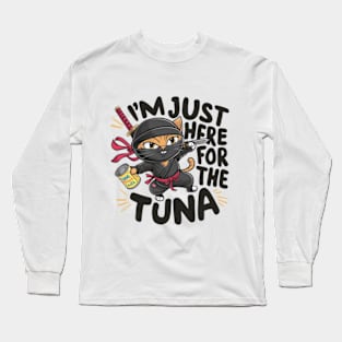 One design features a sneaky ninja cat with a katana in one hand and a can of tuna in the other. (5) Long Sleeve T-Shirt